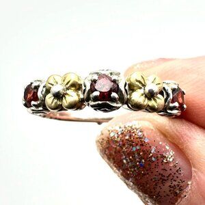Barbara Bixby Womens Ring Band Garnet Sterling Silver 18K Gold Size 9